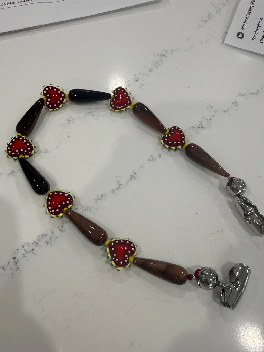 Ossa New Ossa New York Western Heart Red Agate Wristlet Phone Chain